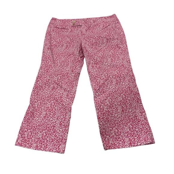 Lilly Pulitzer Womens 14 Palm Beach Fit Pink Floral Capri Pants Summer Preppy - Picture 1 of 8